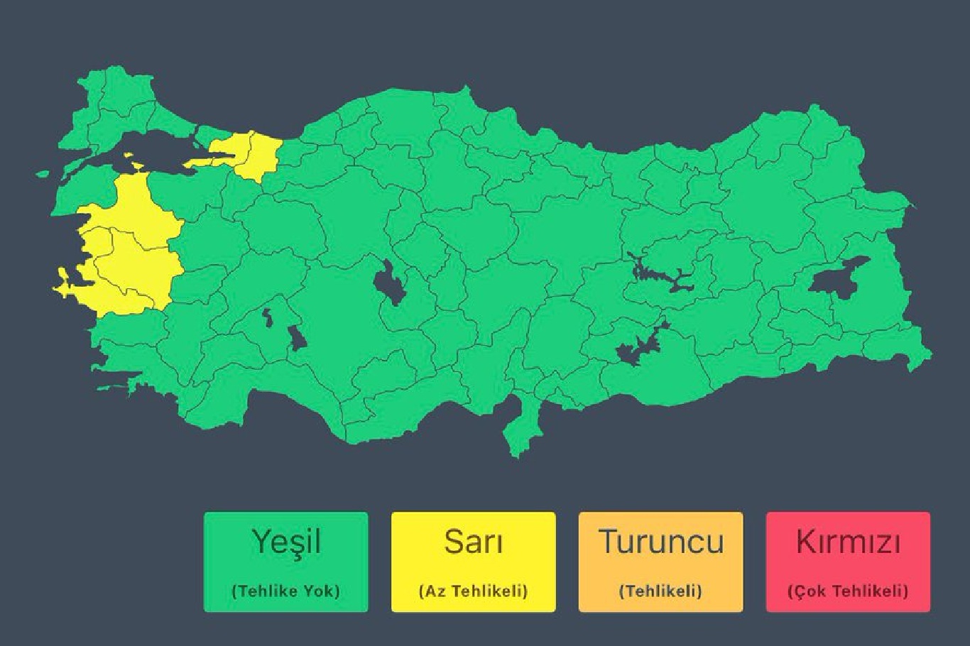 İçişleri Bakanlığından bazı iller için "sarı" kodlu meteorolojik uyarı