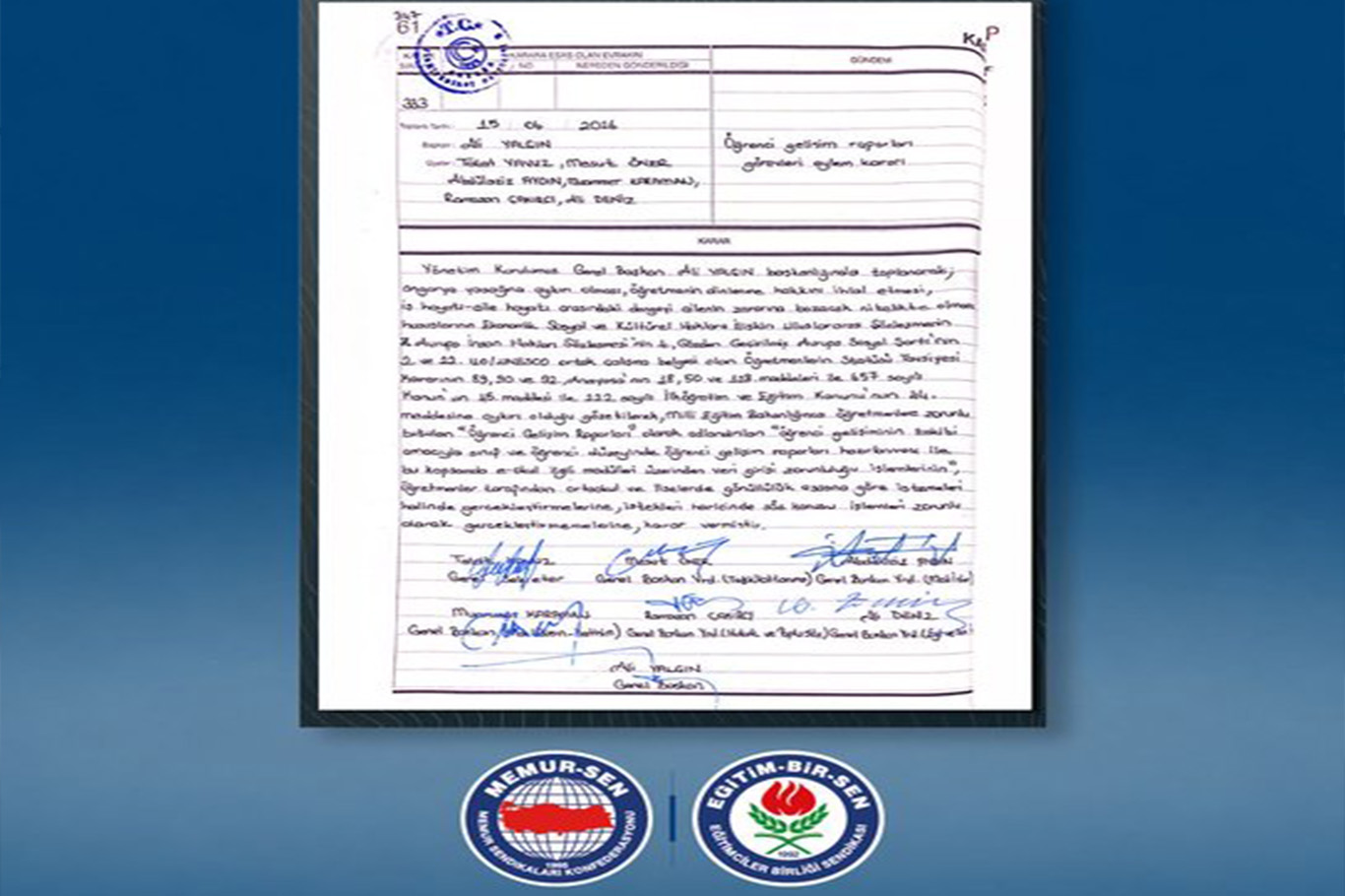Eğitim-Bir-Sen'den öğrenci gelişim raporları için eylem kararı