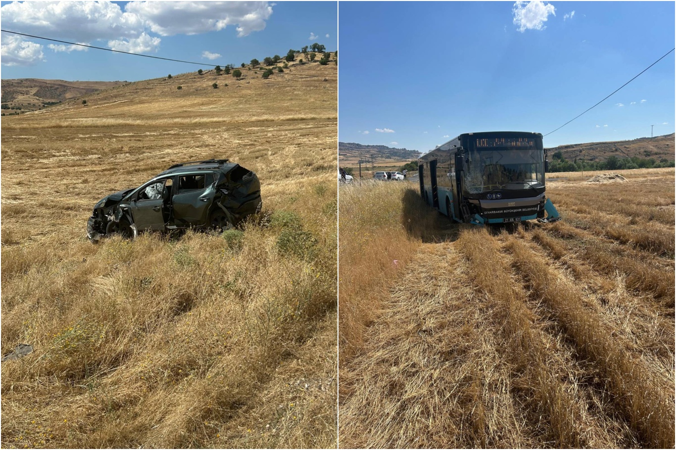 Diyarbakır'da belediye otobüsü ile otomobil çarpıştı: 3 yaralı
