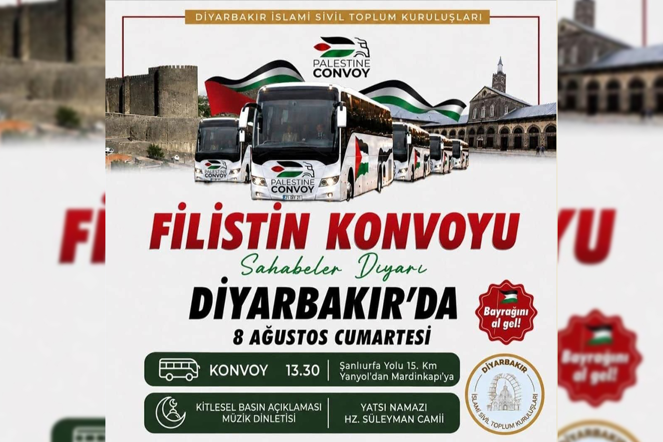 Diyarbakır'da Uluslararası Filistin Dayanışma Konvoyu'na destek: STK'lar basın açıklaması düzenleyecek