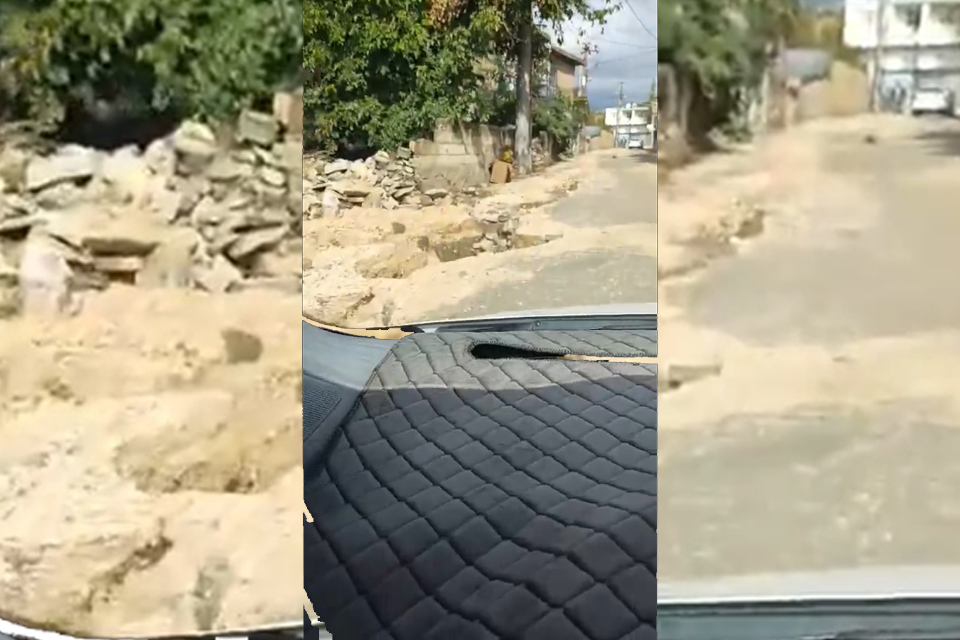 Yağış sonrası bozulan yol için yetkililere çağrı