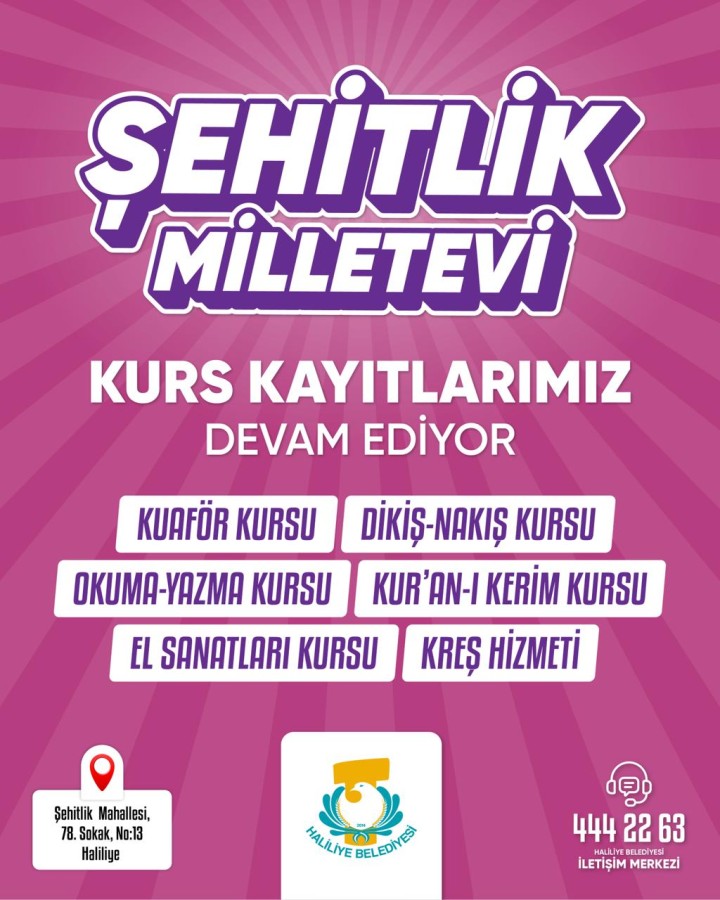 Şehitlik Milletevi kurs kayıtları devam ediyor;