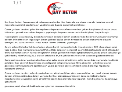 Kendi binasını yıkan mütahitin iddialarına “ Say Betondan açıklama” geldi
